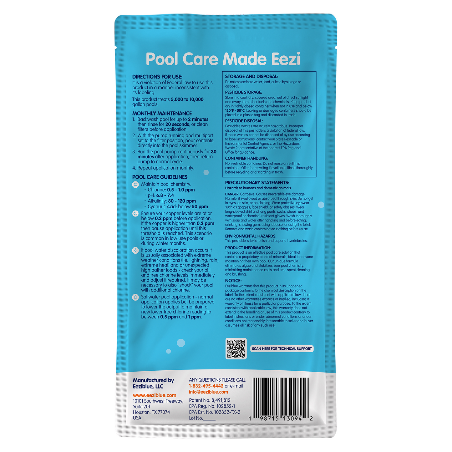 Monthly Algaecide Flat Pouch
